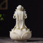 Buddha Stones Mini Ivory Fruit Kwan Yin Avalokitesvara Lotus Wealth Desk Decoration Decorations BS 3