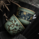 Buddha Stones Butterfly Flower Lotus Koi Fish Plum Blossom Ceramic Teacup Kung Fu Tea Cup 100ml Cup BS 17