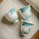 Buddha Stones Koi Fish Lotus Leaf Pattern Ceramic Teacup Kung Fu Tea Cup 65ml Cup BS 9