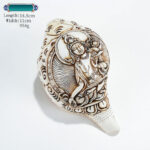 Buddha Stones Tibetan Handmade Engraved Shankha Buddha Avalokitesvara Conch Shell Wealth Decoration Decorations BS White Tara 18.5*11cm