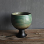 Buddha Stones Small Capacity Goblet Design Ceramic Wine Coffee Mug Tea Coffee Cup 170ml Coffee Mug BS Green 7.8cm*7.8cm*9cm*170ml