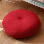 Buddha Stones Lotus Simple Pattern Linen Meditation Seat Cushion Home Living Room Decoration Decorations buddhastoneshop Detachable 40cm*10cm Crimson