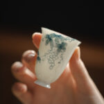Buddha Stones Small Hand Painted Grapes Ceramic Teacup Kung Fu Tea Cup 30ml Cup BS 2