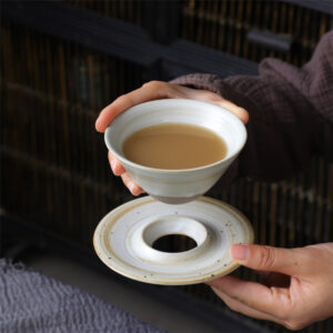 Buddha Stones Planet Design Ceramic Coffee Mug Rough Pottery Tea Coffee Cup With Saucer Coffee Mug BS White 10.3cm*10.3cm*6.3cm*180ml