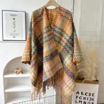 Buddha Stones Tibetan Shawl Colorful Wavy Striped Shapes Tassels Winter Cozy Travel Scarf Wrap Tibetan Shawl BS 1
