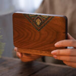 Buddha Stones Vintage Handmade Black Walnut Wood Jewelry Storage Box Wooden Gift Box Jewelry Storage Box BS Black Walnut Wood 15*9.5*3.7cm