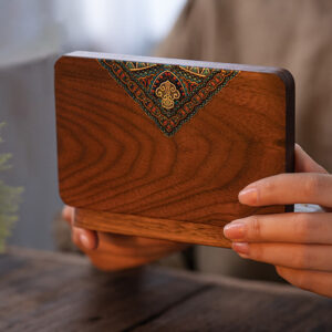 Buddha Stones Vintage Handmade Black Walnut Wood Jewelry Storage Box Wooden Gift Box Jewelry Storage Box BS Black Walnut Wood 15*9.5*3.7cm