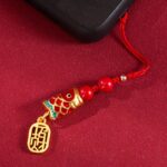 Buddha Stones Koi Fish Cinnabar Attracting Wealth Wish Ruyi Charm Luck Phone Hanging Decoration Phone Hanging Decoration BS 12