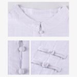 Buddha Stones 2Pcs Half Sleeve Shirt Top Pants Meditation Zen Tai Chi Linen Clothing Women's Set Women's Meditation Cloth BS 8