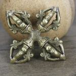 Buddha Stones Nepal Handmade 5 Prong Double Dorje Copper Strength Vajra Double Dorje BS 10