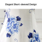 Buddha Stones Blue And White Porcelain Color Peony Flower Pattern Cheongsam Dress Women's Qipao Dress Cheongsam Dresses BS 6
