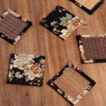 Buddha Stones Vintage Peony Flower Blossom Bamboo Cup Mat Pad Tea Cup Coaster Kung Fu Tea Mat Tea Mat BS 16