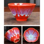 Buddha Stones 6Pcs Plum Blossom Petal Pattern Chinese Jianzhan Kiln Change Ceramic Teacup Kung Fu Tea Cup Bowl With Gift Box Jian Zhan Tea Cup BS 10