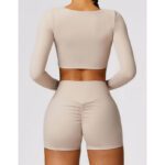 Buddha Stones Gym Sports Yoga Backless Bra Crop Tank Top Breathable Shorts 2-Piece Outfit BS 18
