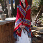 Buddha Stones Tibetan Shawl Red Love Heart Tassel Hooded Cloak Winter Cozy Travel Scarf Wrap Tibetan Shawl BS 13
