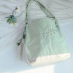 Buddha Stones Flower Crane Plum Blossom Embroidery Canvas Large Capacity Shoulder Bag Tote Bag Bag BS 9
