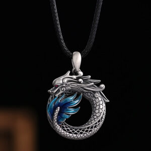 Buddha Stones 999 Sterling Silver Year Of The Dragon Auspicious Peace Buckle Carved Success Necklace Pendant (Extra 30% Off | USE CODE: FS30) Necklaces & Pendants BS Dragon&50cm Black Rope