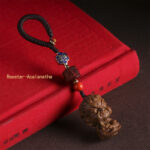 Buddha Stones Chinese Zodiac Natal Buddha Green Sandalwood Om Mani Padme Hum Peace Key Chain Key Chain BS Rooster-Acalanatha