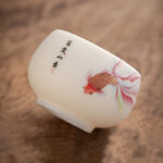 Buddha Stones Koi Fish White Porcelain Ceramic Teacup Kung Fu Tea Cup Cup BS 3