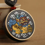 Buddha Stones PiXiu Copper Coin Ebony Wood Luck Attract Wealth Key Chain Decoration Key Chain BS 7