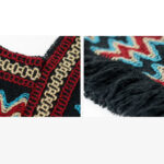 Buddha Stones Tibetan Shawl Striped Knitted Tassels Pullover Winter Cozy Travel Scarf Wrap Tibetan Shawl BS 10