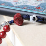 Buddha Stones Natural Moonstone Cinnabar Calm Positive Phone Decoration Decorations BS 8