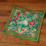 Buddha Stones Crane Phoenix Dragon Kirin Embroidered Cup Mat Pad Tea Cup Coaster Square Kung Fu Tea Mat Tea Mat BS Green White Crane