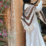 Buddha Stones Tibetan Striped Brown Beige Tassel Shawl Winter Cozy Travel Scarf Wrap Tibetan Shawl BS 11