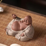 Buddha Stones Laughing Buddha Ingots Attract Wealth Purple Clay Maitreya Statue Decoration Decorations BS 14