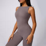 Buddha Stones Women Casual Sleeveless Jumpsuit Flare Pants Sports Fitness Yoga Bodysuit Bodysuit BS 6
