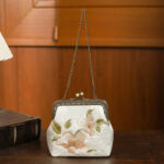 Buddha Stones Orchids Oriental Cherry Butterfly Embroidery Metal Handle Handbag Handbags BS 1