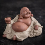 Buddha Stones Laughing Buddha Ingots Attract Wealth Purple Clay Maitreya Statue Decoration Decorations BS 13