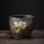Buddha Stones Lotus Pod Leaf Flower Auspicious Clouds Ceramic Teacup Kung Fu Tea Cup Cup BS Lotus 6.6cm*5.4cm*110ml