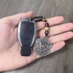 Buddha Stones Peony Flower Copper Coin Auspicious Wealth Key Chain Key Chain BS 5