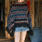 Buddha Stones Tibetan Shawl Striped Knitted Tassels Pullover Winter Cozy Travel Scarf Wrap Tibetan Shawl BS 2