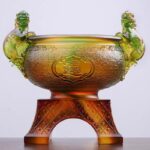 Buddha Stones Handmade Liuli Crystal PiXiu Treasure Bowl Art Piece Home Decoration Decorations BS 1