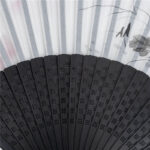 Buddha Stones Mountains Plum Blossom Lotus Magpie Bamboo Leaves Handheld Silk Bamboo Folding Fan 22.5cm 6