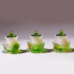 Buddha Stones Feng Shui Lotus Handmade Liuli Crystal Art Piece Home Office Offering Decoration Decorations BS 5