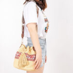 Buddha Stones Beach Geometry Straw Woven Bucket Tassels Crossbody Bag Shoulder Bag Crossbody Bag BS 2