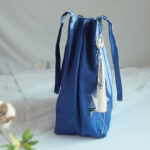 Buddha Stones Flower Crane Plum Blossom Embroidery Canvas Large Capacity Shoulder Bag Tote Bag Bag BS 2