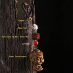 Buddha Stones Chinese Zodiac Natal Buddha Green Sandalwood Om Mani Padme Hum Peace Key Chain Key Chain BS 5