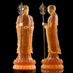 Buddha Stones Handmade Ksitigarbha Bodhisattva Figurine Liuli Crystal Art Piece Serenity Statue Home Decoration Decorations BS 7