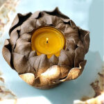 Buddha Stones Lotus Flower Ceramic Candle Holder Incense Burner Home Offering Decoration Candle Holder BS 6
