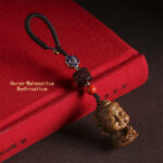 Buddha Stones Chinese Zodiac Natal Buddha Green Sandalwood Om Mani Padme Hum Peace Key Chain Key Chain BS Horse-Mahasattva Bodhisattva