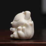 Buddha Stones Mini Nine-Tailed Fox Ivory Fruit Sandalwood Green Sandalwood Blessing Decoration Decorations BS 4
