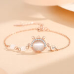 Buddha Stones 925 Sterling Silver Year of the Dragon Cat's Eye Cute Dragon Copper Coin Protection Bracelet Necklace Pendant Earrings (Extra 30% Off | USE CODE: FS30) Bracelet Necklaces & Pendants BS Bracelet(Wrist Circumference 14-18cm) Rose Gold