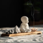 Buddha Stones Lotus Flower Tathagata Kwan Yin Avalokitesvara Ksitigarbha Meditation Ceramic Stick Incense Burner Decoration Incense Burner BS 12