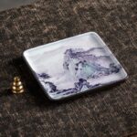 Buddha Stones Mountain Lake Flower Leaf Healing Ceramic Plate Tray Stick Incense Burner Decoration Incense Burner BS 3
