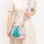 Buddha Stones Colorful Geometry Flowers Print Canvas Bucket Crossbody Bag Shoulder Bag Crossbody Bag BS 13