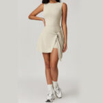 Buddha Stones Solid Color Sports Tennis Yoga Lace-up Women Sports Dress Sports Dress BS 31